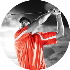 A man golfing.